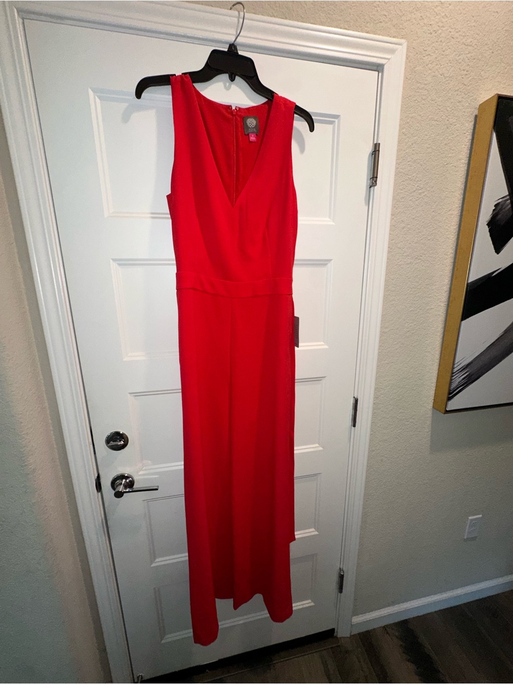 Vince Camuto Maxi V-Neck Wide Leg Jumpsuit in Red Size 12